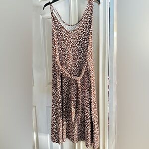 Apt9 xxl brown & white tank dress with pockets and tie around the waste